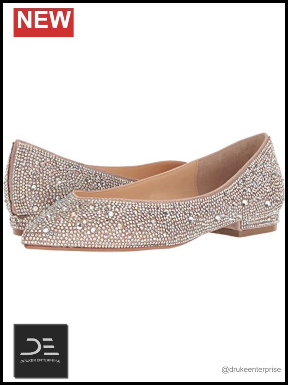Rhinestone Pointed Toe Slip-On Ballet Flat Women's Shoes